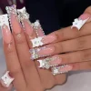 10Pcs Long French Fake Nails - Thumbnail Image 1