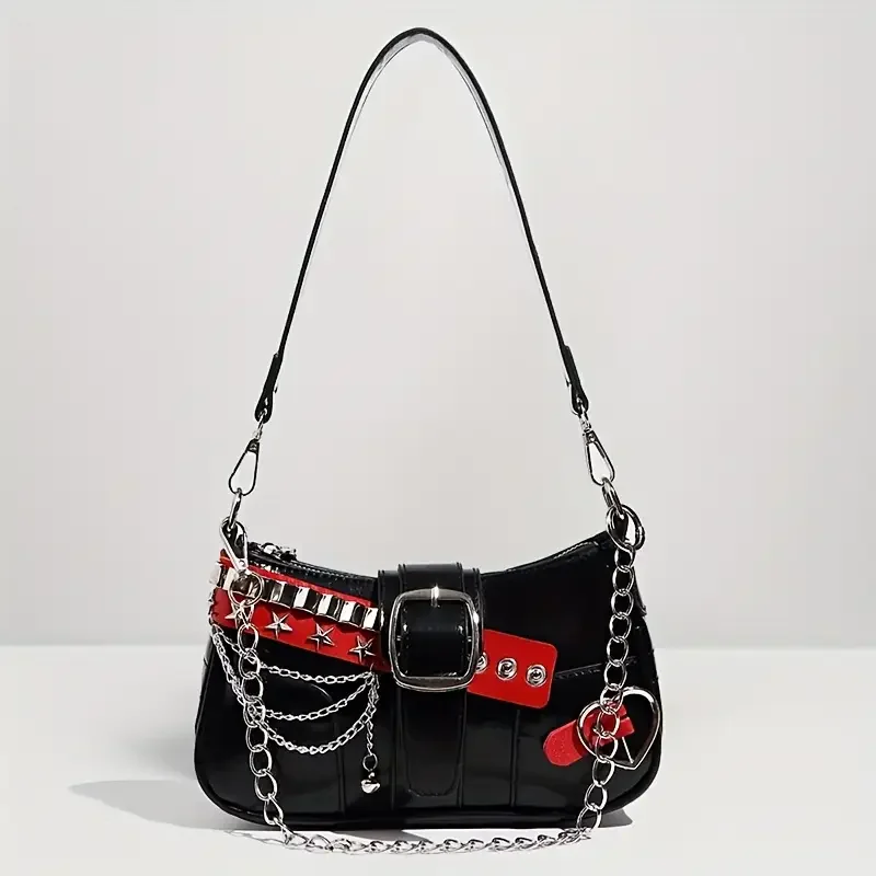 Retro Rivet Chain Shoulder Bag - Image 6