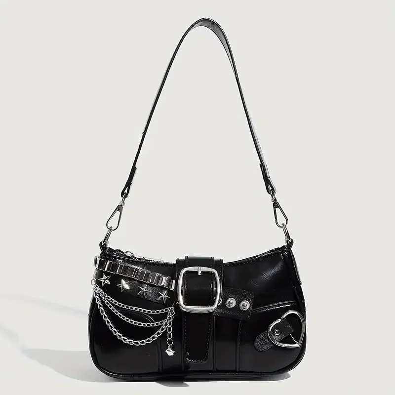 Retro Rivet Chain Shoulder Bag - Image 5