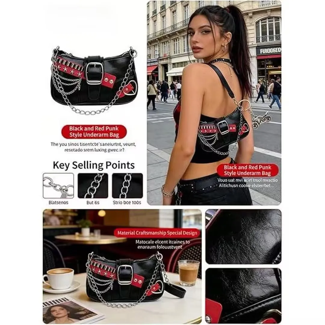Retro Rivet Chain Shoulder Bag - Image 4