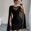Glitter Lace Bodycon Mini Dress - Thumbnail Image 2