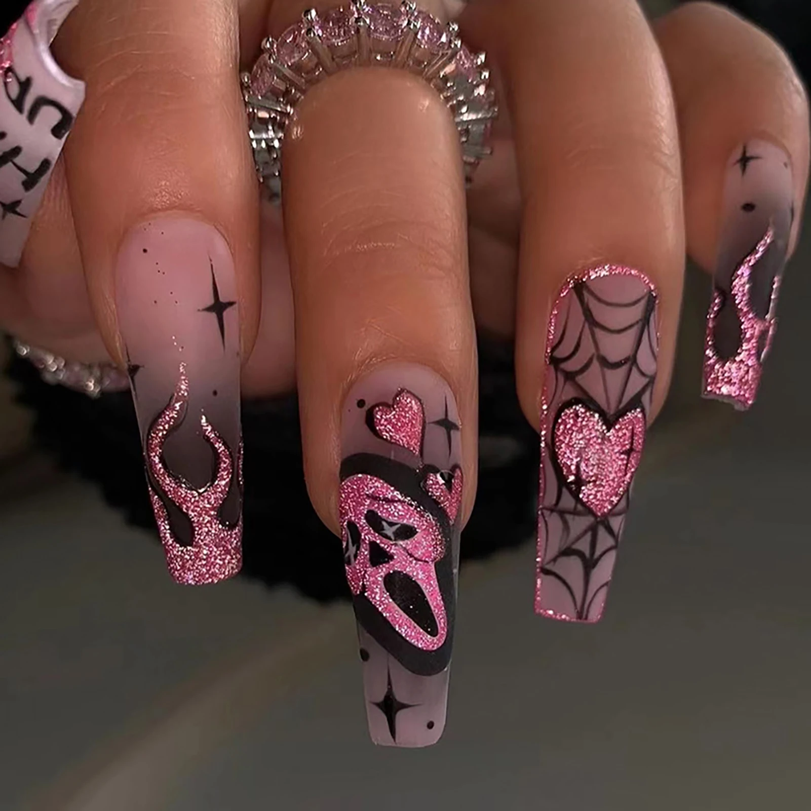 Glitter Skull Press-On Nails - Image 1