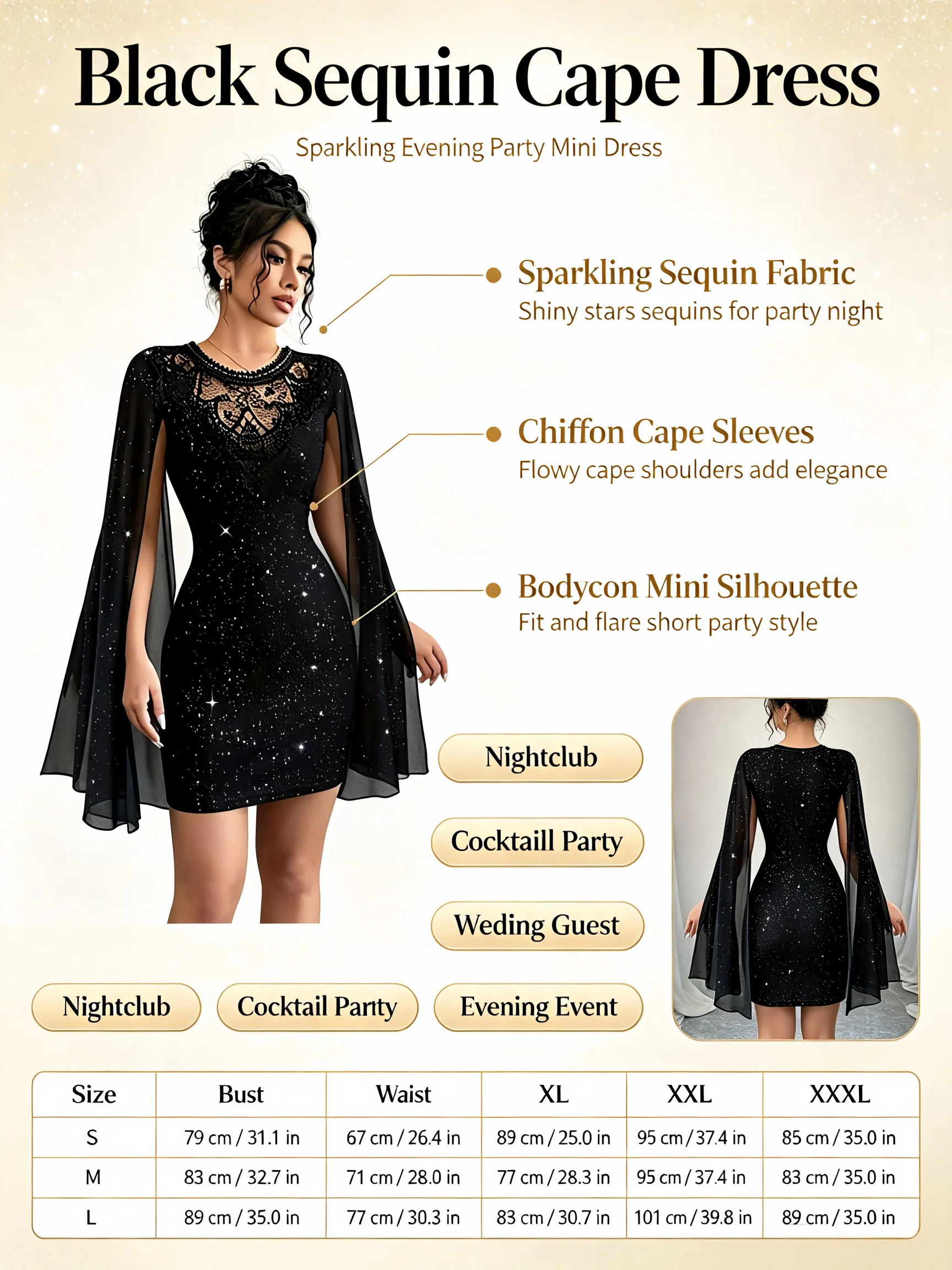 Glitter Lace Bodycon Mini Dress - Image 4