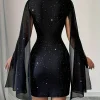 Glitter Lace Bodycon Mini Dress - Thumbnail Image 3