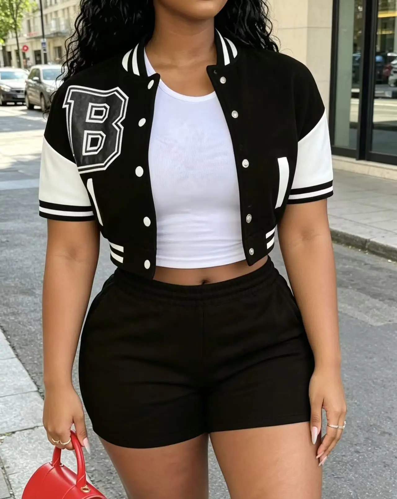 Colorblock Baseball Shorts Set - Image 1