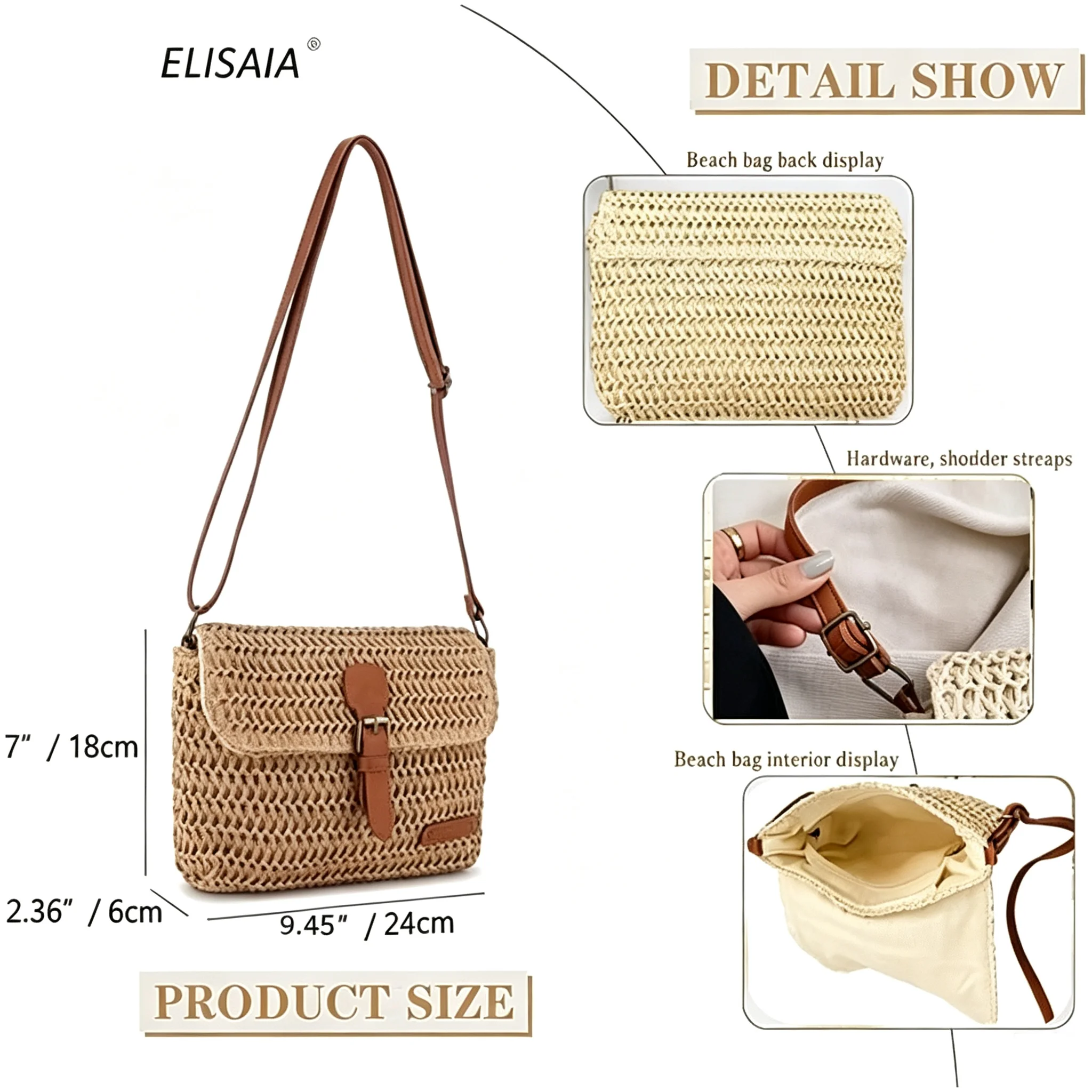 Woven Straw Crossbody Bag - Image 2