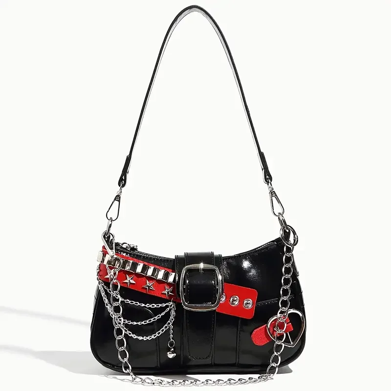 Retro Rivet Chain Shoulder Bag - Image 1